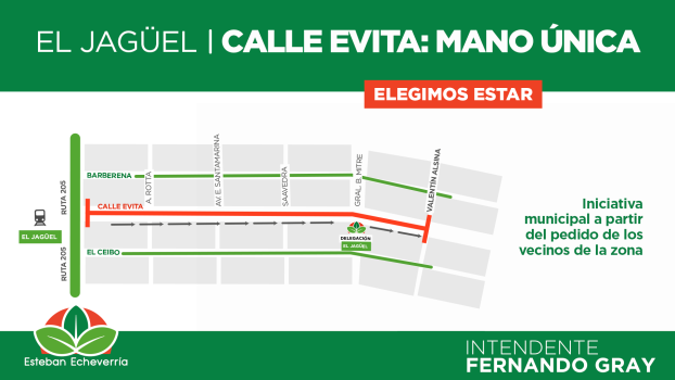 EE SENTIDO ÚNICO DE CIRCULACIÓN EN CALLE EVITA